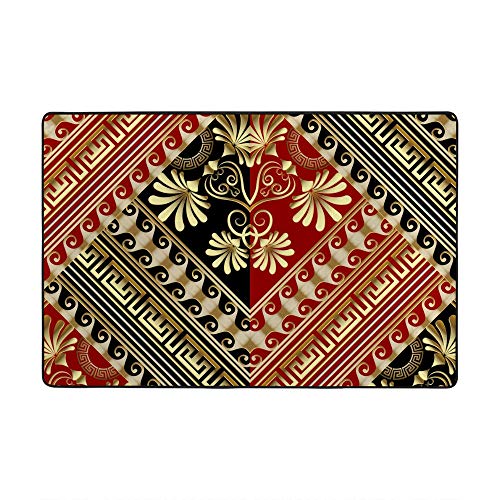 Tapis facile à nettoyer motifs losanges dorés Ruchen tapis durable