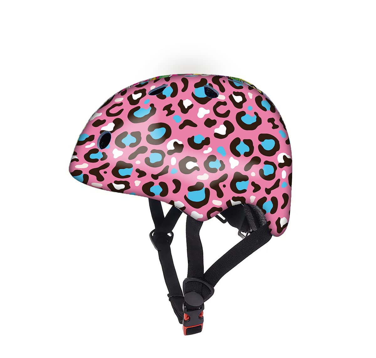 DEQUBE Casco Infantil Ajustable 50-54cm Leopardo Rosa para niños y niñas 2-7 años