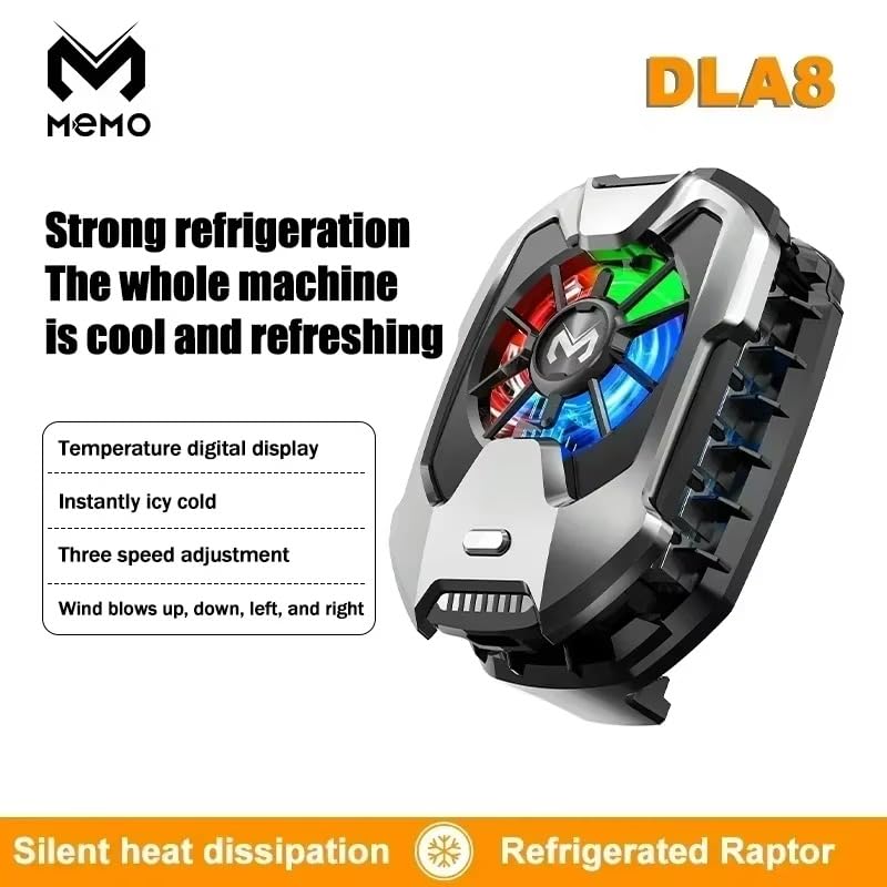 Image of BKN DLA8 Mobile Phone Game Cooler, Semiconductor Fast Cooling Fan, Radiator 3 Speed mode With RGB Back Clip Type for iOS Android PUBG, Type-C Back Clip, Cool Heat Sink