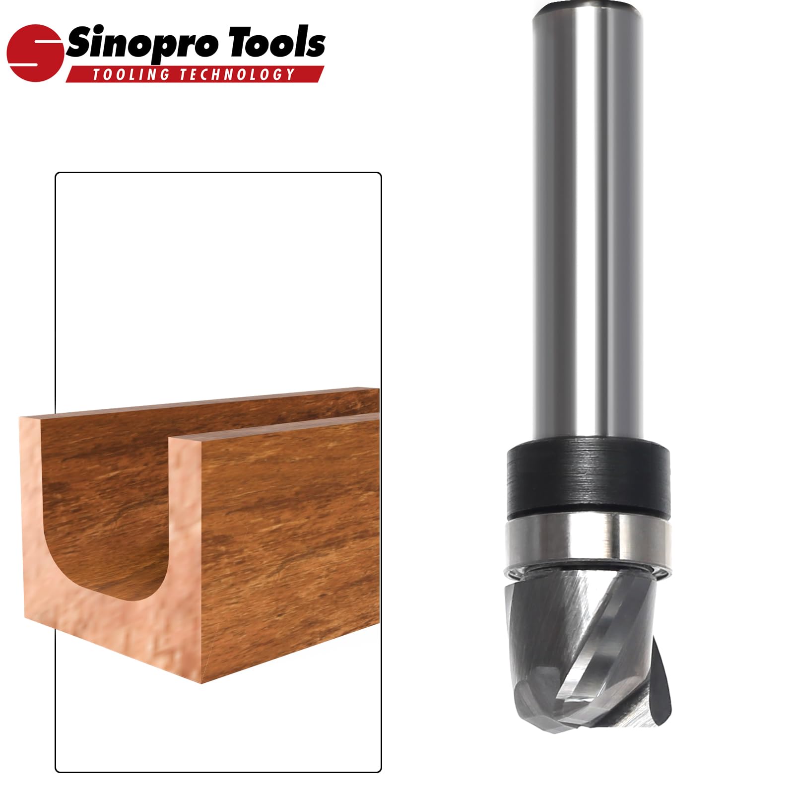 Ciotola e fresa per vassoi – fusto 8 mm, diametro di taglio 12 mm, lunghezza di taglio 10 mm, raggio di 2 mm, 3 flauto in metallo duro Upcut frese a spirale per fresatrice superiore