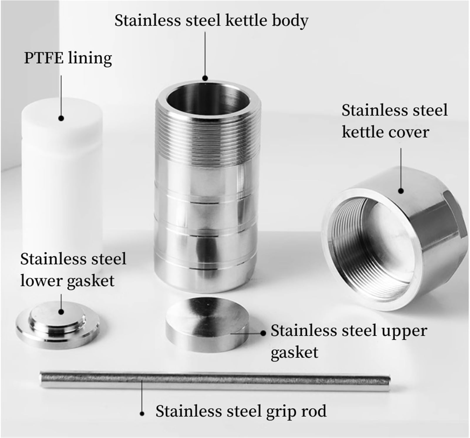 Hydrothermal Synthesis Reactor Stainless Steel high-Temperature and high-Pressure Reactor Digestion Tank 20ML(20ML PPL Lining)