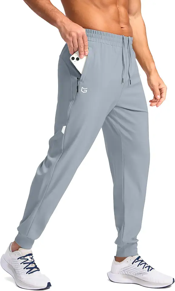 G Gradual Men's Joggers with Zipper Pockets Lightweight Athletic Workout Pants Quick Dry Sweatpants for Men Running Hiking