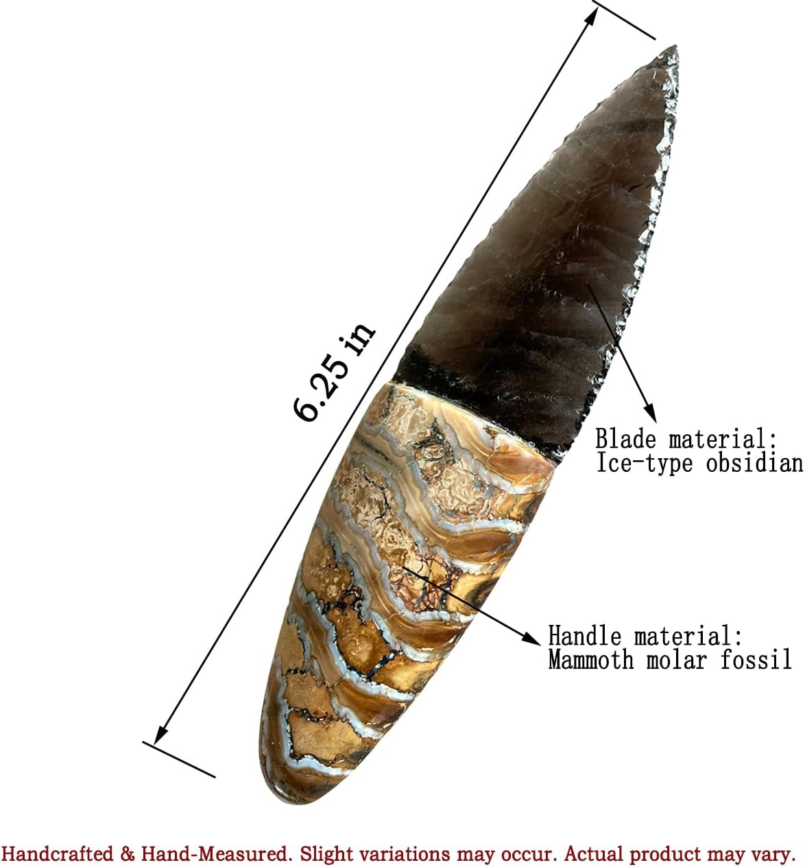 Natural Mammoth Fossil & Ice Obsidian Ritual Dagger - Master-Forged Spiritual Artifact with Ice Stone Blade - Rare Collectibles
