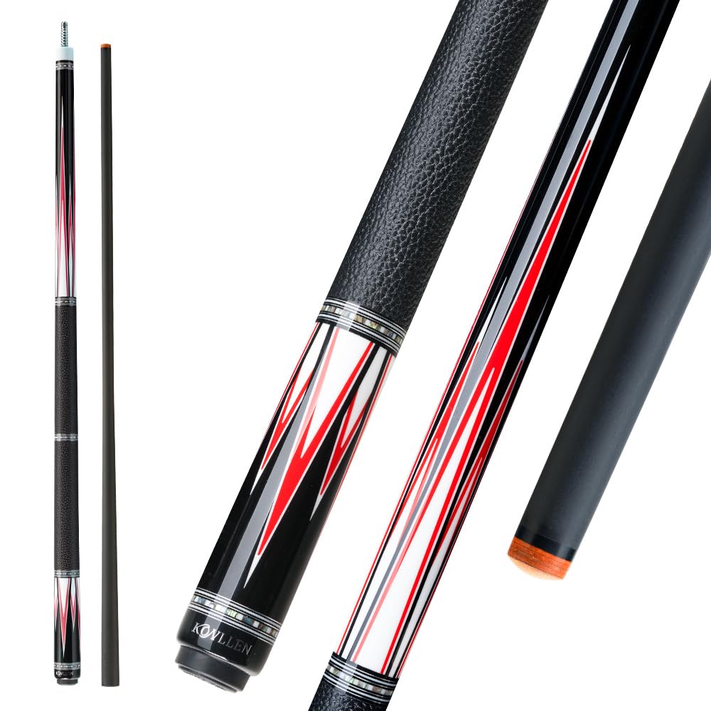 Ebony Pro Series Carbon Fiber Pool Cue Stick Handmade Inlay Cue (Inlay Ring, Carbon Technology Low Deflection Billiard Cue Stick, Ebony Butt, 12.5mm,147cm)
