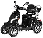 VELECO Faster - 4 Wheeled Personal E-Mobility Device - Fully Assembled and Ready to use - Safe and Stable - Alarm - Spacious Storage & Cupholder(Black)