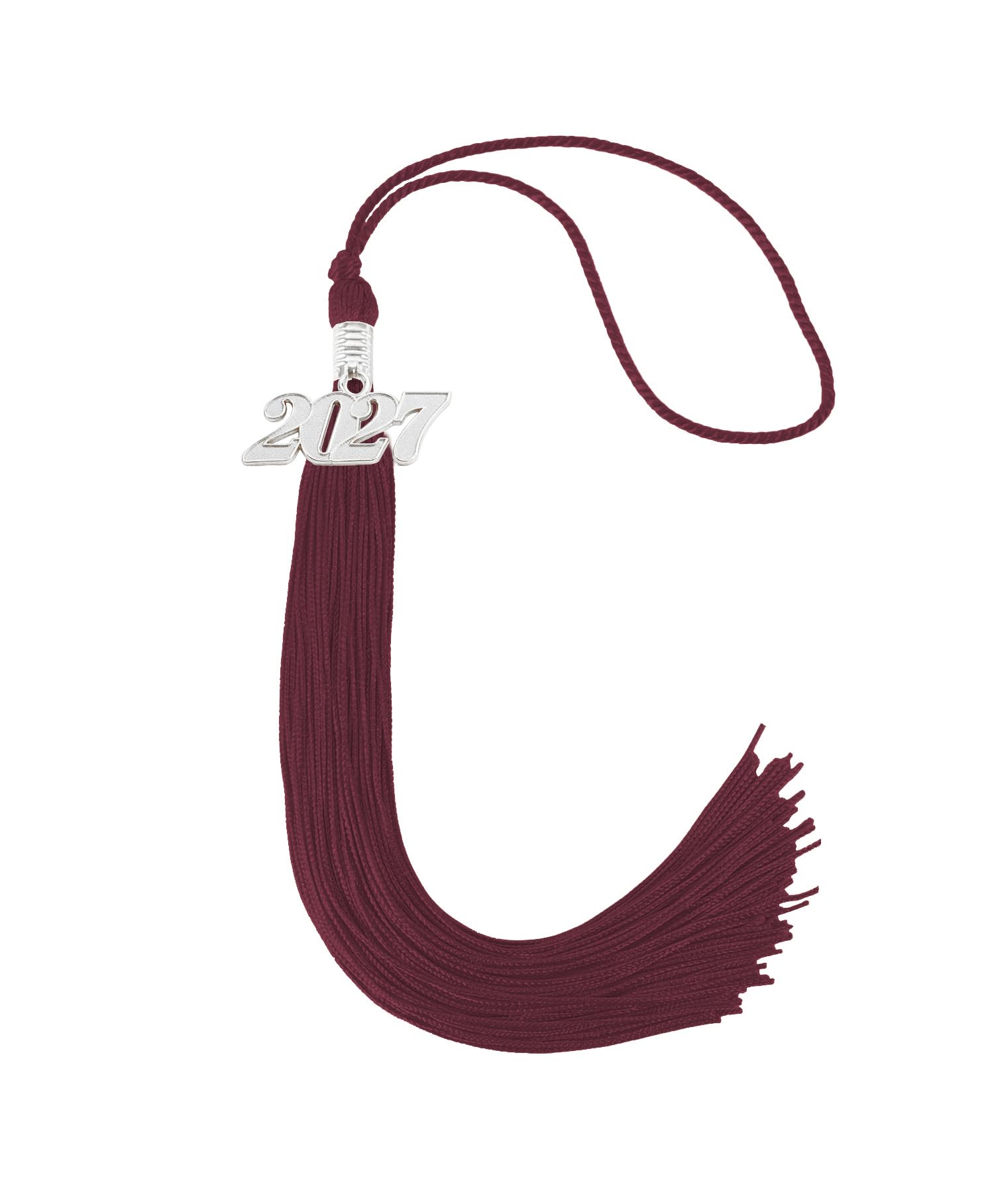Graduation Tassel 2027 for Grad Cap,Maroon Tassel with Silver Charm
