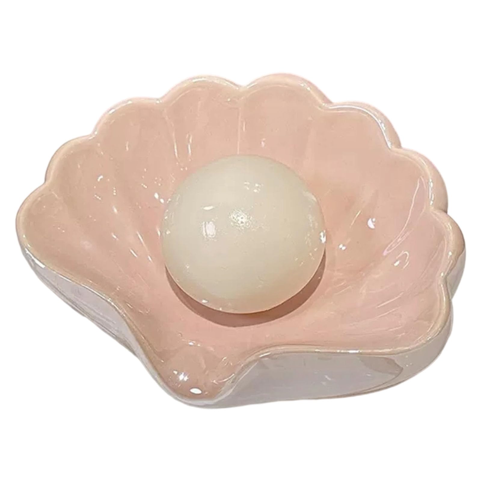 Seashells Shaped Soap Holder Nonslip Bottom Smooth Ceramic Materials Artistic Bathroom Organiser Storage Tray Water Resistant Ceramic Soap Box