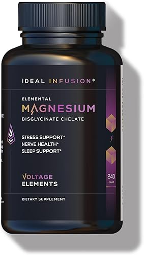 Voltage Elements Quelato de glicinato de magnesio 2777 mg - Promueve la relajación y el sueño profundo - Magnesio elemental 500 mg (240 cápsulas)