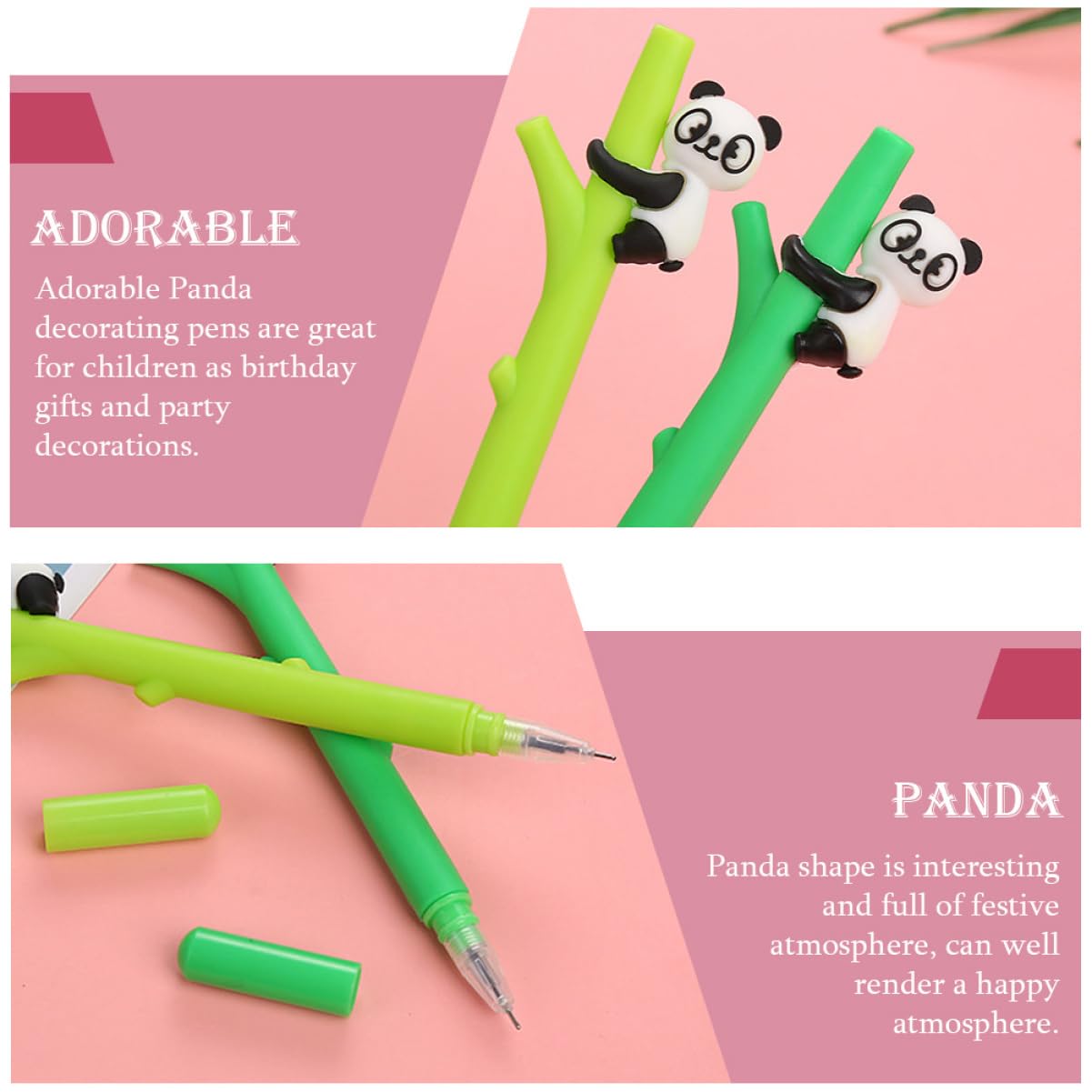 Lurrose Lot De 5 Stylos Gel Effaçables En Forme De Panda Pour Étudiants Papeterie De Bureau 10 Pièces X 5