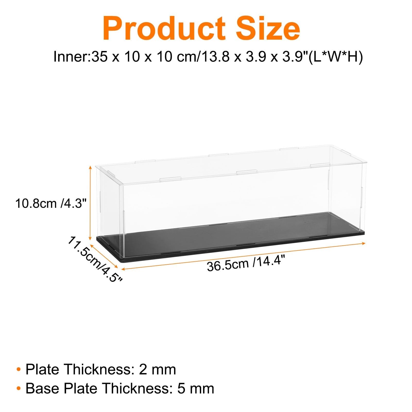 Acryl-Vitrine, montierbare Vitrine für Sammlerstücke, mit staubdichtem und nahtlosem Display-Design, schwarzer Sockel, 2 mm, 45/50/55/60/65/70 cm, (55 x 55 x 25 cm / 22x22x10in)