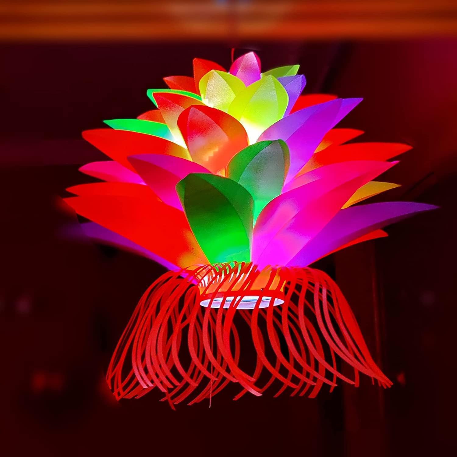 ALILA Multicolour Lotus Hanging Lantern Kandil for Balcony Lamp Shade Jhumar Home Living Room Diwali Xmas Christmas Decor Decoration, (Self Assembly - DIY: DO IT Yourself)