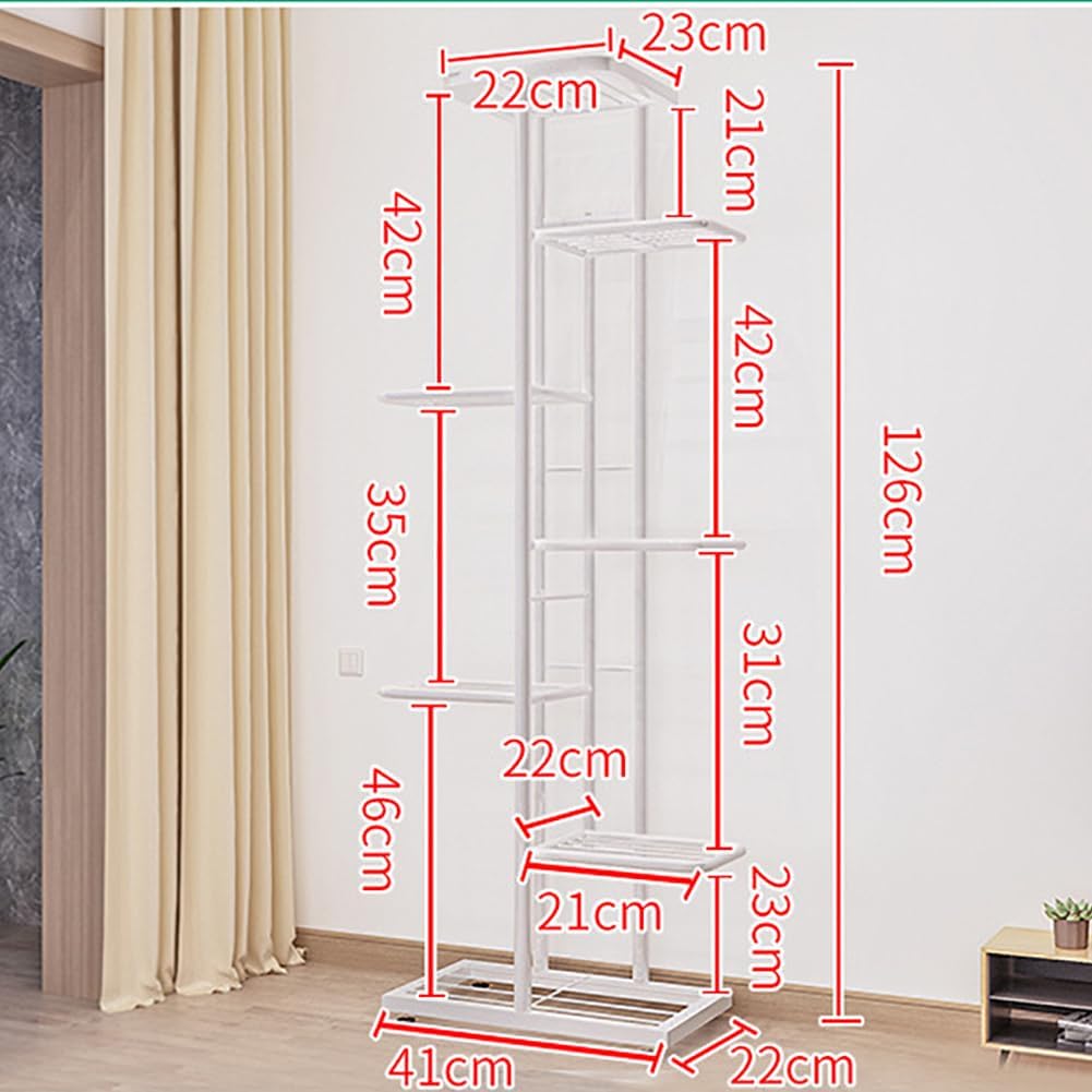 Garvee Soporte para Plantas de Metal, Estantería Esquinera 7 Niveles para 8 Macetas, Soporte para Macetas Interior/Exterior para Balcón, Patio, Jardín, Salón, Blanco