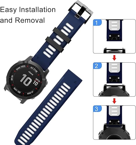 Miniatura 5 de OVERSTEP Compatible con Fenix 6X Watch Band 1.024 in QuickFit Correa de silicona para Garmin Fenix 7XFenix 6X ProFenix 5XFenix 5X PlusDescent Mk2,