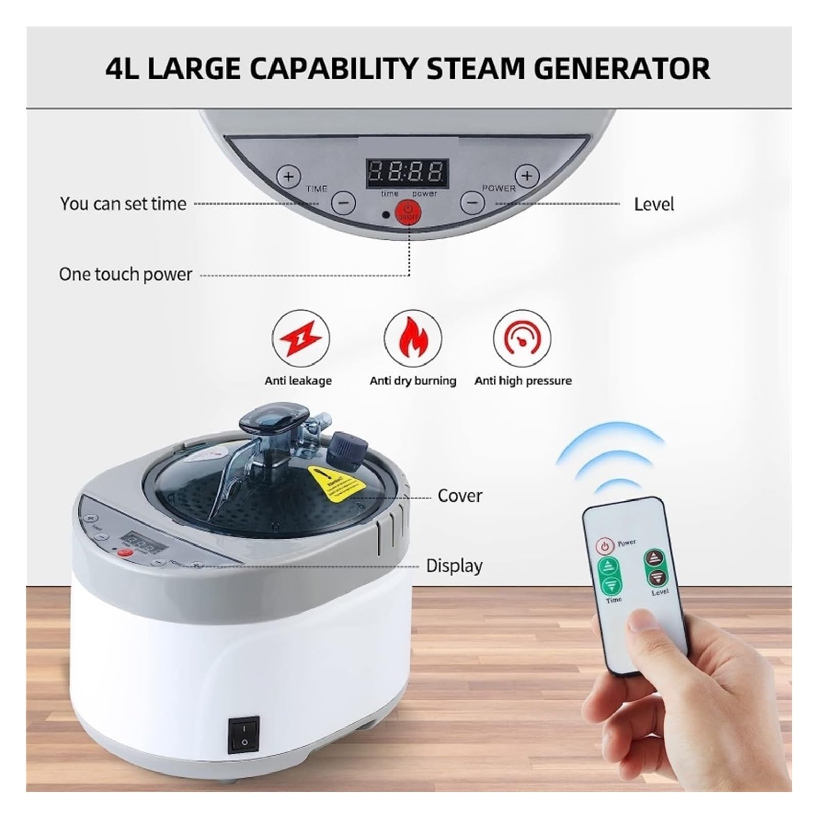 Generatore Di Vapore 1600 W Capacità Aggiornamento Pentola A Da 4 Litri For Sauna Botti Legno Acqueo Grandi Dimensioni Relax A Casa