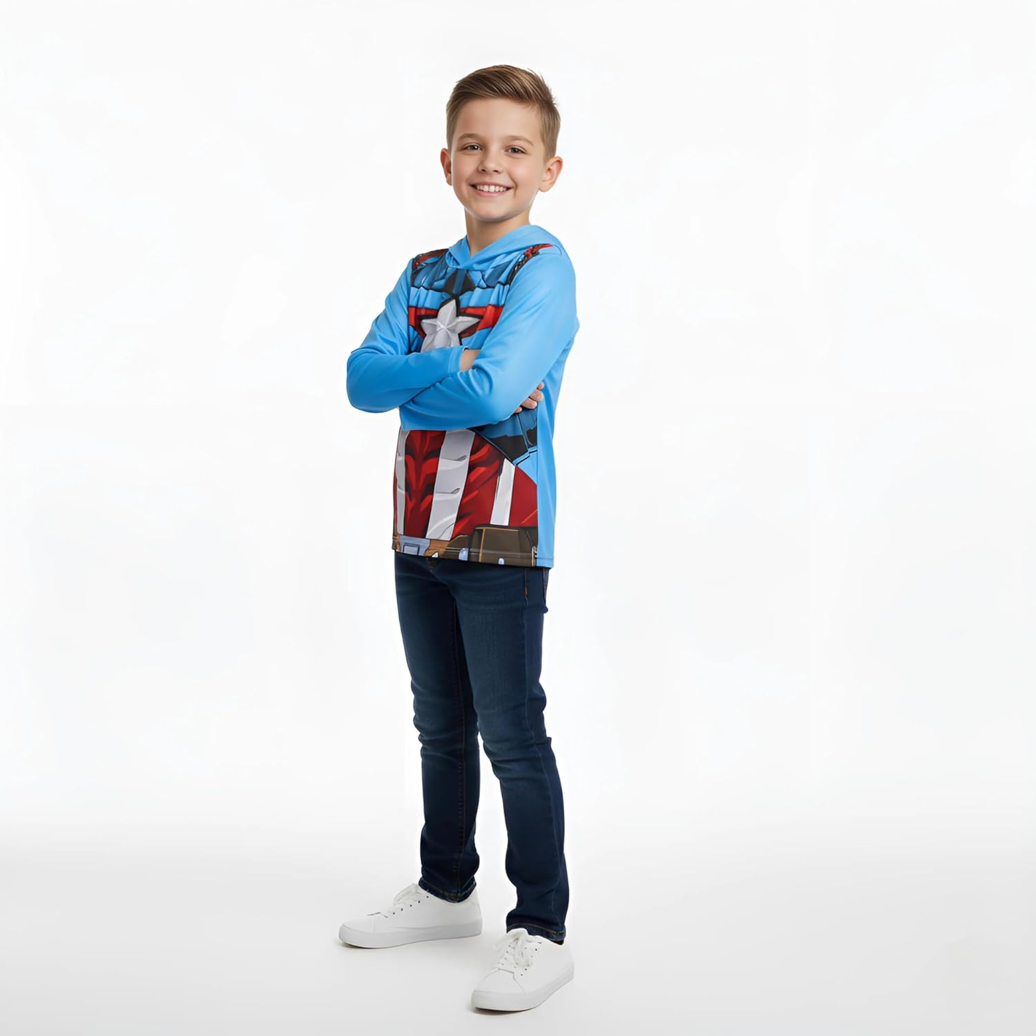 Marvel Avengers Iron Man Captain America Spider-Man Miles Morales Venom Boys Long Sleeve Hooded Shirt for Big Kids - Image 5