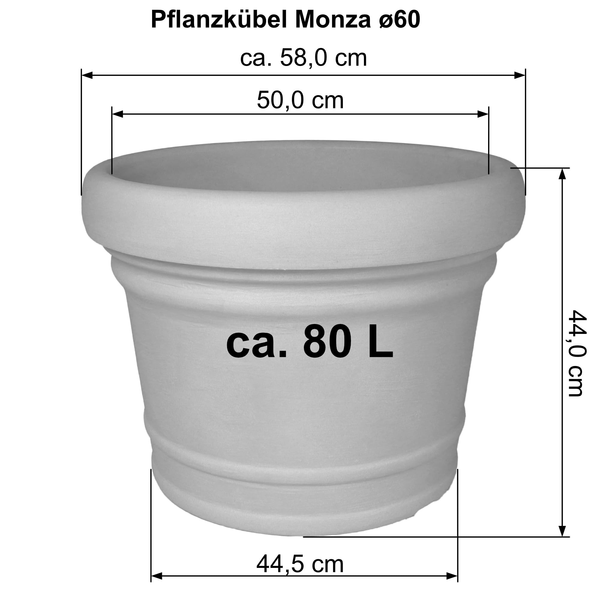 MePla Blumentopf Monza - runder Pflanzkübel - wetterfestes Pflanzgefäß - UV-beständiger Blumenkübel - Pflanzentopf - Kübel - ø60 - Terra
