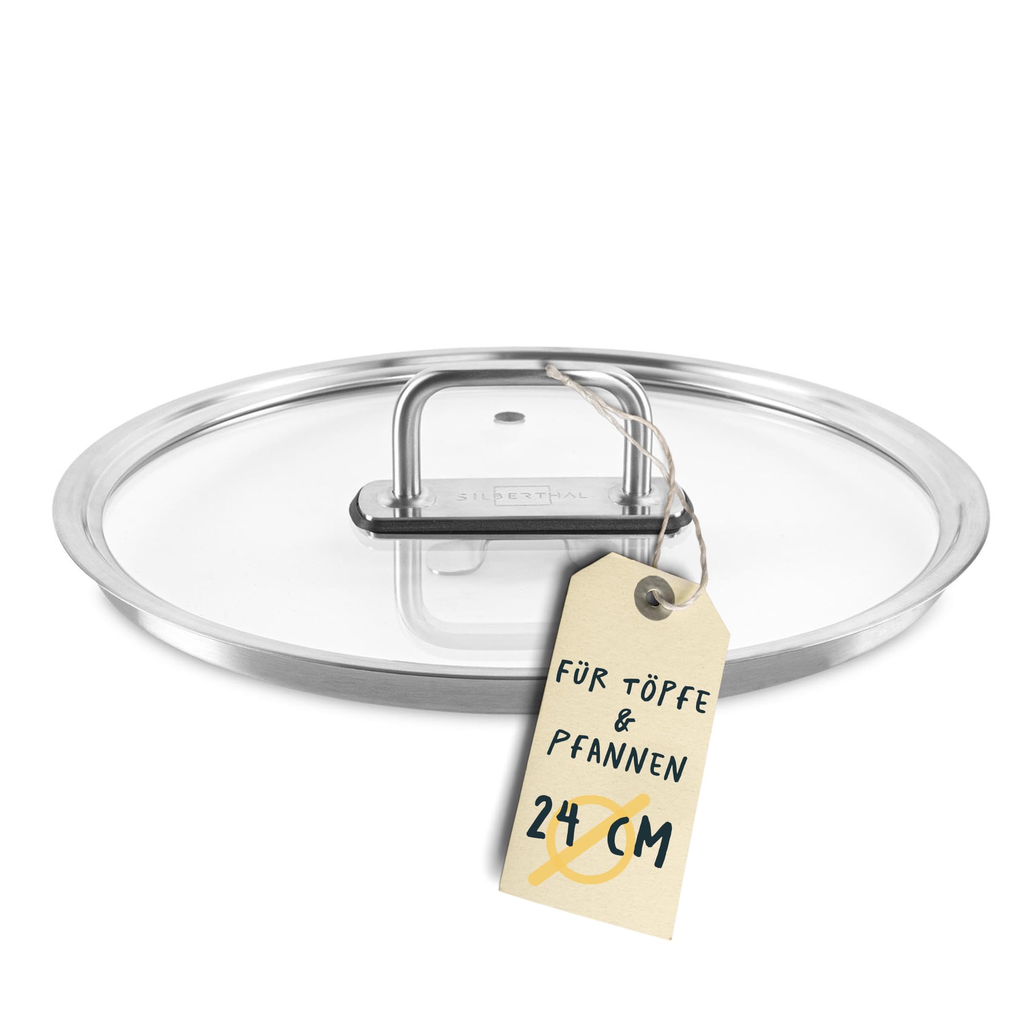 Couvercle 24 cm universel SILBERTHAL inox verre anti-condensation poignée froide