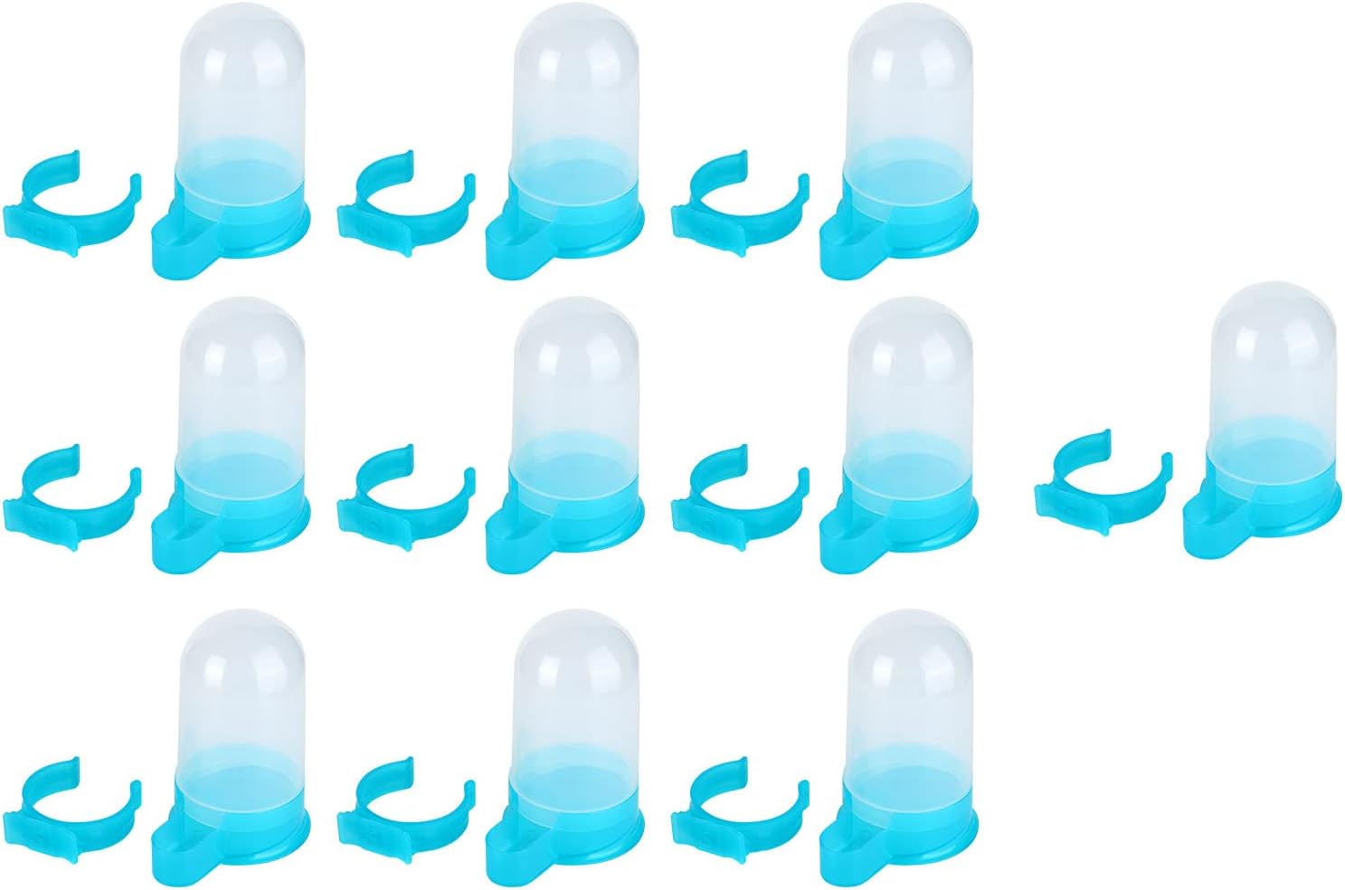 10Pcs Plastic Automatic Bird Food Feeder and Water Dispenser, Hanging Bird Feeding Tool for Parrots Hamster Bunny, Durable Small Pet Water Feeder with Narrow Nozzle for