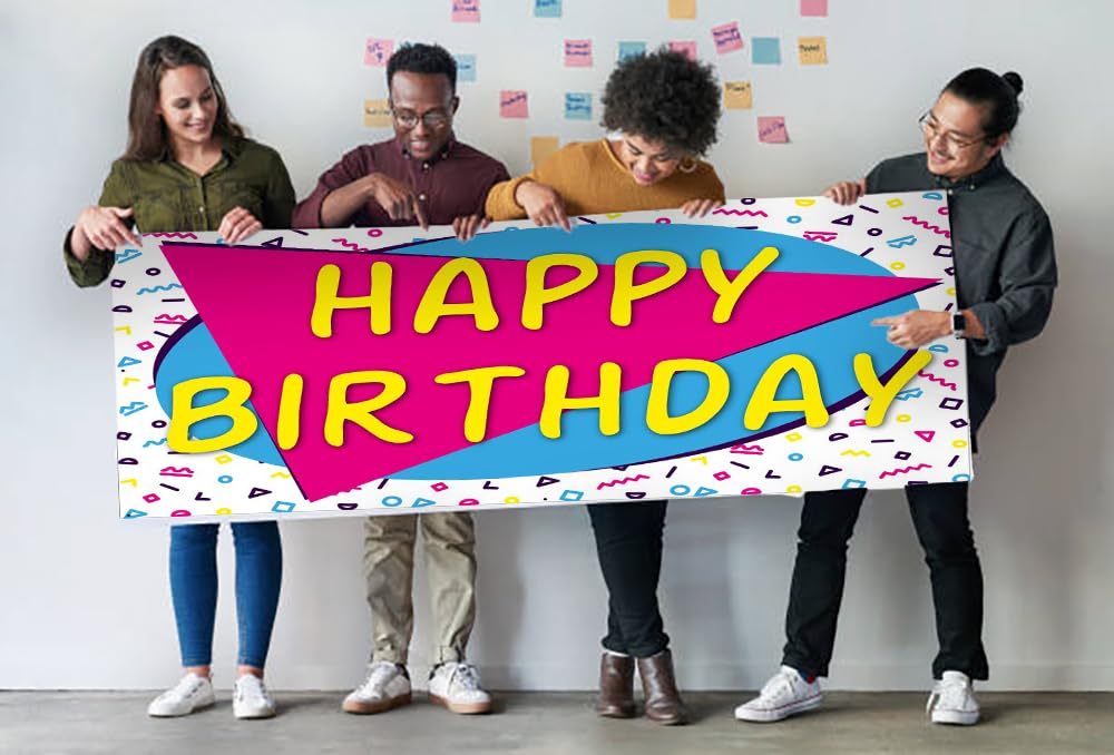 Fnd-Bn-90 Happy Birthday Banner – 180x119 Cm, Stoff, Wiederverwendbar Für Partys & Deko