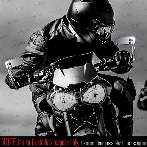 Kiwav Bar End Rectangular Slim Mirrors Classic Chrome Compatible For Triumph Air-Cooled Motorcycles #TOP1