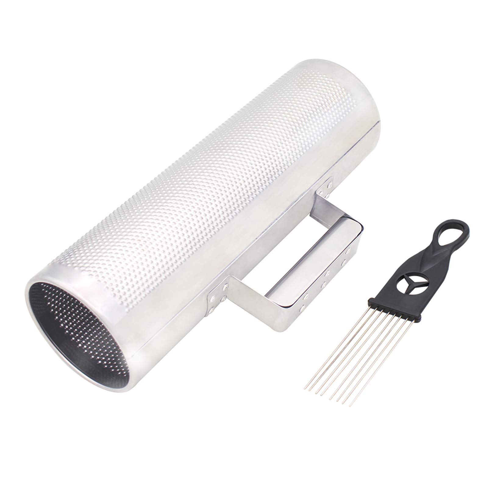 Guiro en acier inoxydable avec grattoir à 8 dents, instrument à percussion durable, deux extrémités ouvertes et poignée latérale