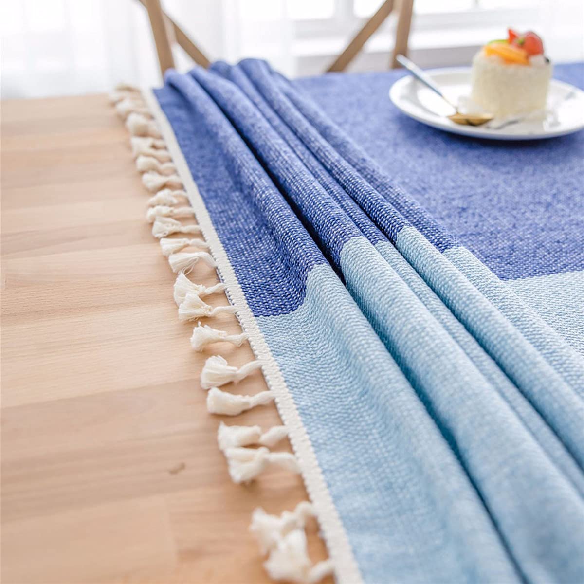 CCYKXA Mantel De Lino Y Algodón Resistente A Las Manchas Con Borlas A Rayas (rectangular, 140 X