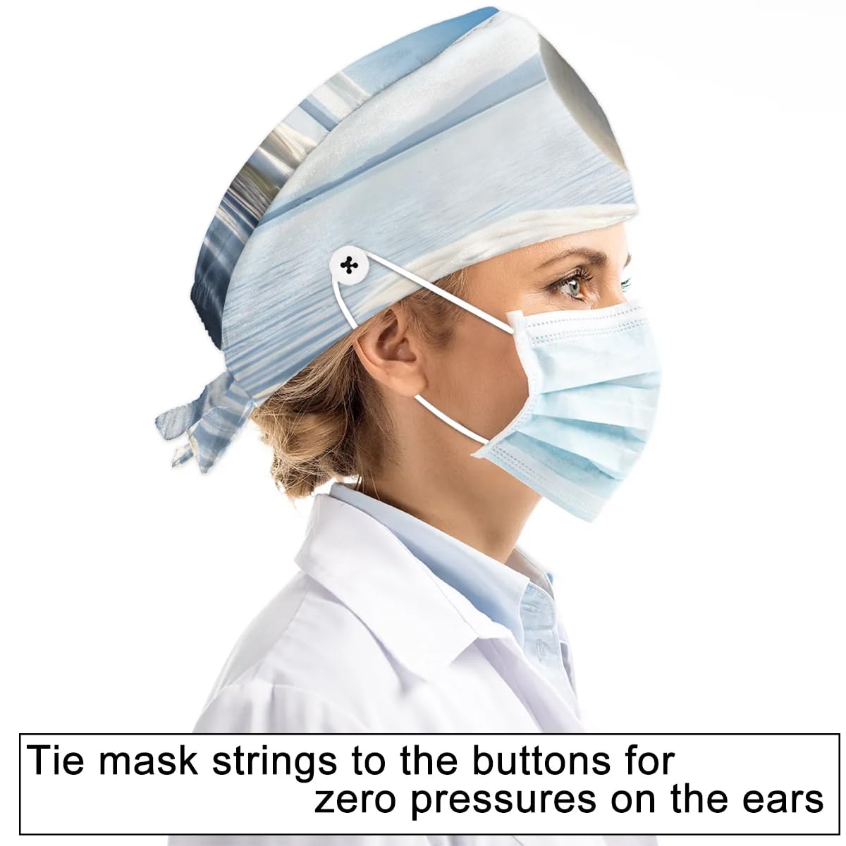 Mularoka Lake Swans Working Caps with Button Sweatband Comfortable Adjustable Bouffant Hats Work Hat for Women Men