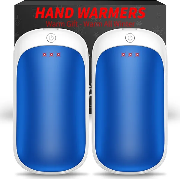 Lerat 2 Pack Hand Warmers Rechargeable, Portable Electric Hand Warmers Reusable, USB 2 in 1 Handwarmers, Outdoor/Indoor/Warm Gifts for Men Women Kids (Blue White & Blue White *2)