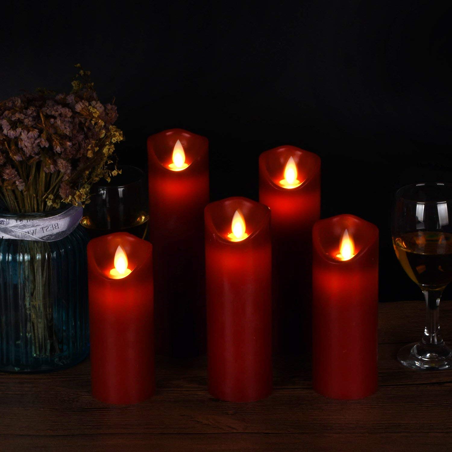 Flameless Candles Battery Operated Candles 5" 6" 7" 8" 9" Set of 5
