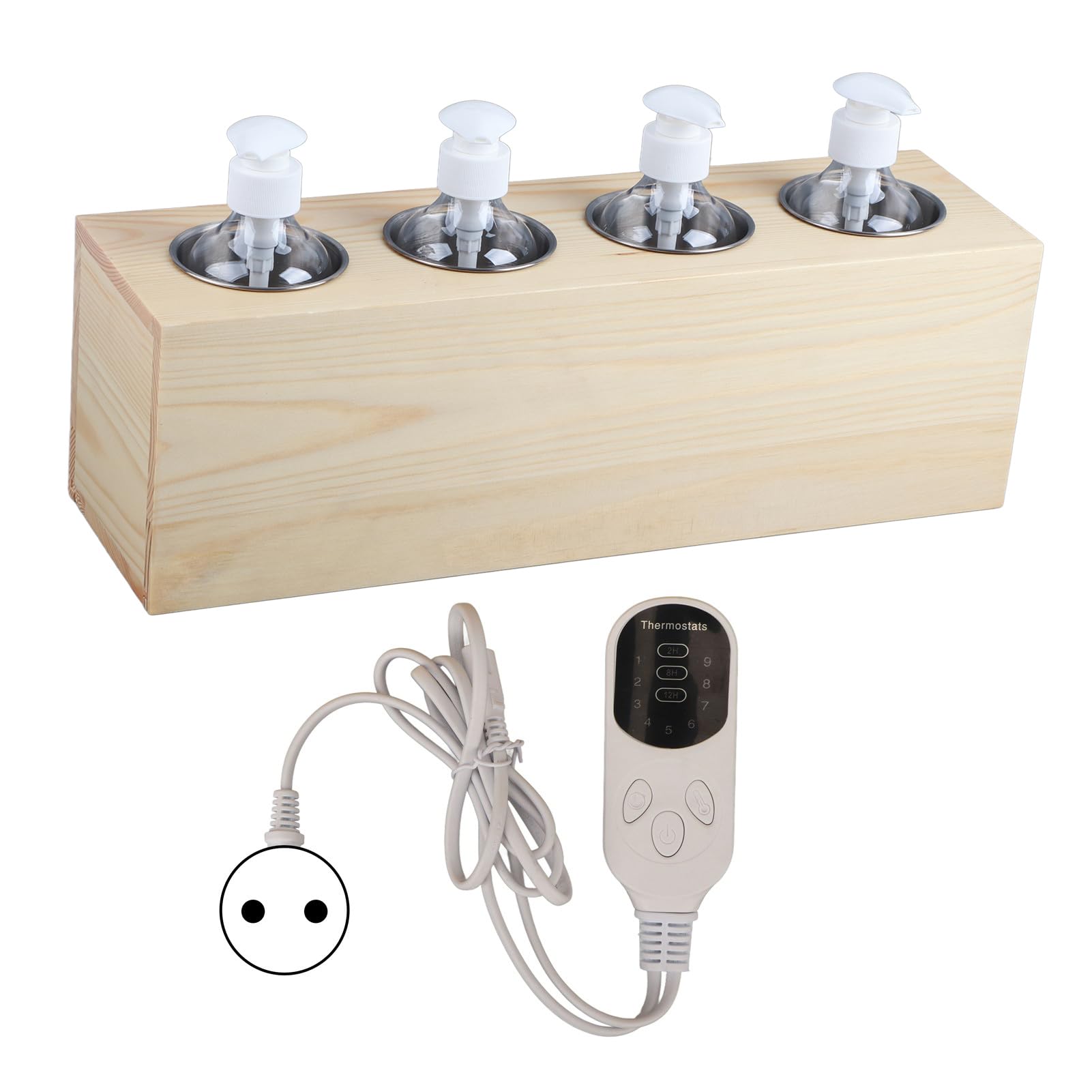 Fockety Calentador de Aceite de Masaje, 4 Botellas de Calentamiento Rápido 9 Configuraciones de Temperatura Calentador de Loción con Temporizador Incorporado para (Enchufe de la UE)