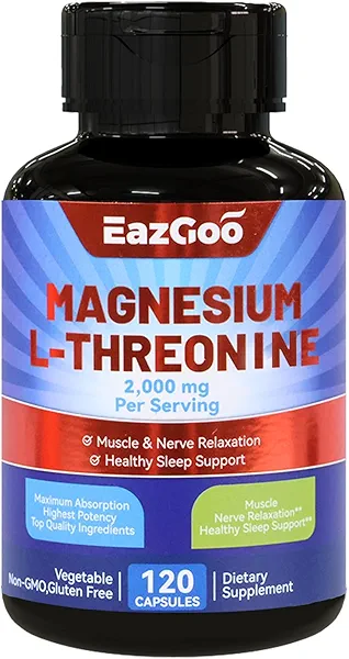 EAZGOO Magnesium L-Threonine Supplement, Mineral Magnesium Supplement, Magnesium L-Threonine 2000mg, 120 Capsules