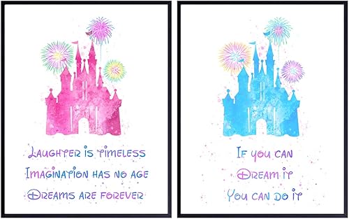 Inspirational Quotes Wall Decor Set - Castle World Motivational Wall Art Room Decoration Poster Prints for Kids, Boys, Girls Bedroom - Gift for