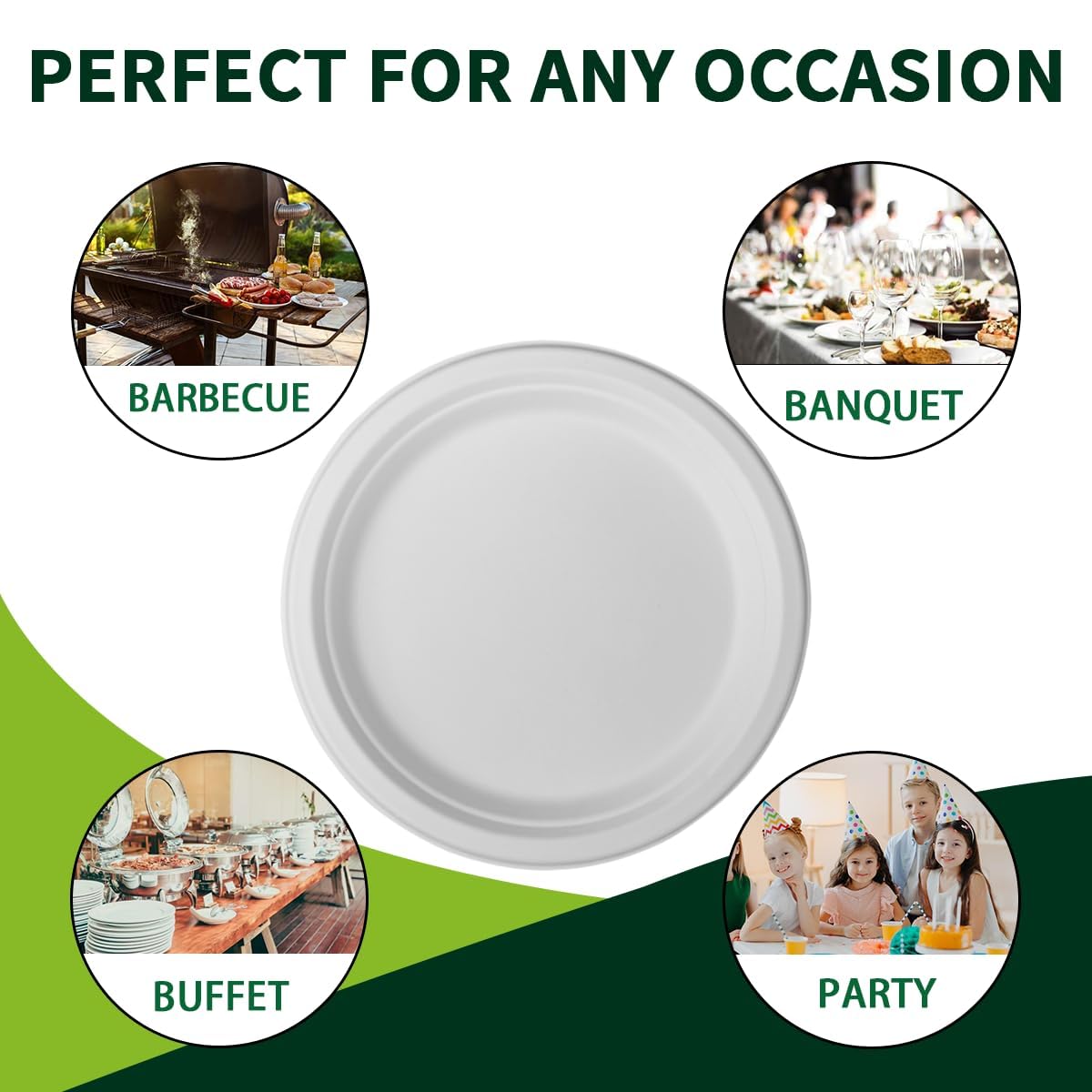 Compostable Paper Plates - 150 Pack -4 Compostable Paper Plates - 150 Pack -4