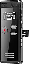64GB Digital Voice Activated Recorder with Playback - 4552 Hours Audio Recording Device, 3072Kpbs HD Dual MIC Tape Recorder Device for Lecture A-B Repeat, MP3 Player,【64GB TF Card Included】