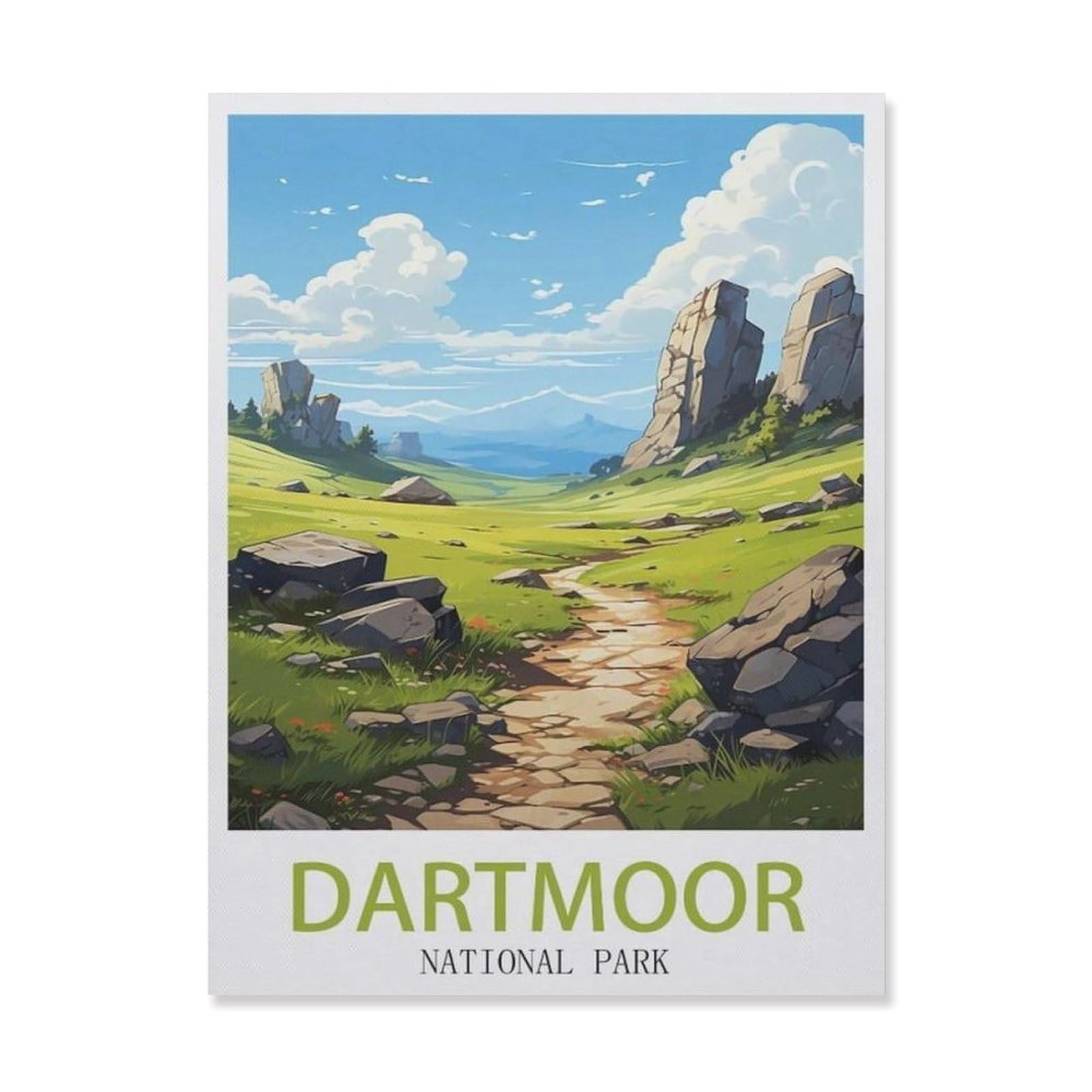 Paint by Numbers for Adults Beginner，Dartmoor National Park ， Walk，DIY Oil Painting Kit on Canvas with Paintbrushes and Acrylic Pigment, Arts Craft for Home Wall Decor(30x40cm) 11.8x15.7 inches-DU69