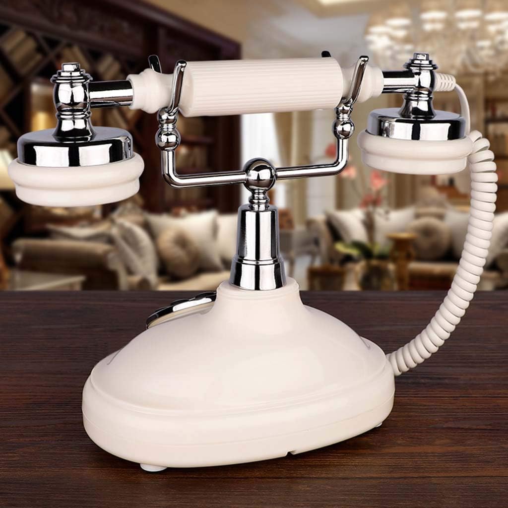 Qdid Vintage Phone/Retro Telephone with ABS Plastic and Metal Body, with Push Botton and Classic Metal Bell