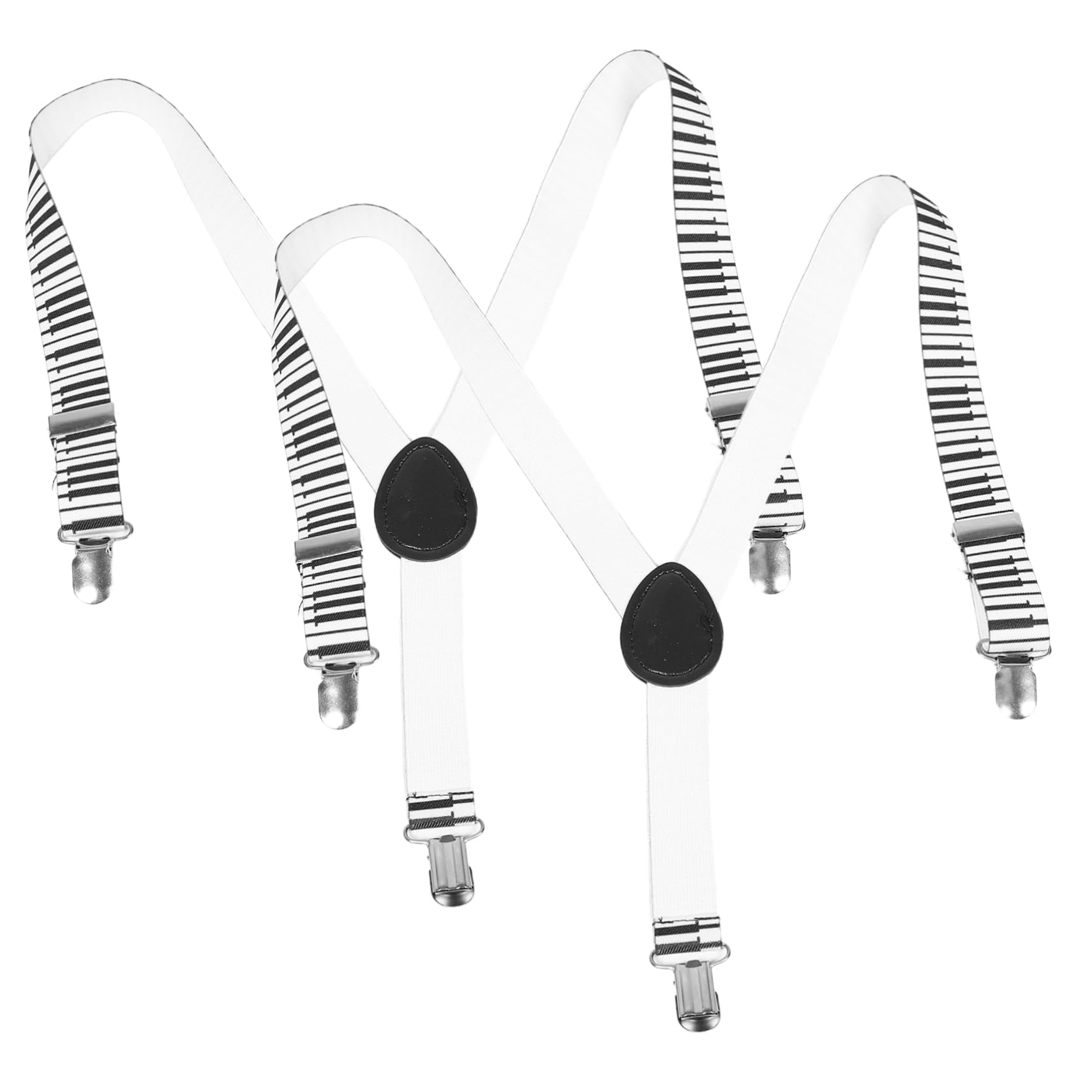 BESTYASH Adjustable Metal Clips Suspenders for Boys Piano Key Print Elastic and Wide y Back Design