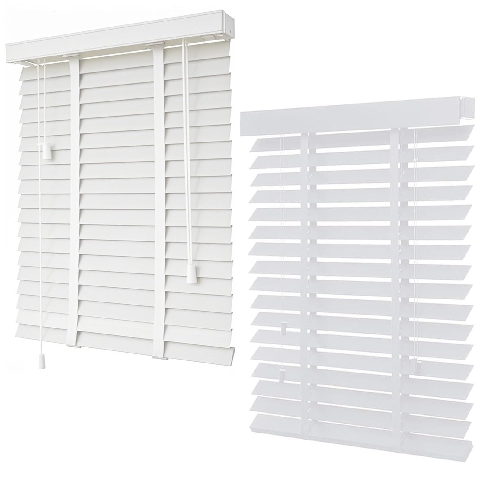 Wzdxfnld White 5Cm Slats Solid Wood Blinds, Horizontal Wooden Venetian Blinds 30Cm 60Cm 70Cm 80Cm 90Cm 100Cm Wide, Light Filtering Window Shades Can Mounted Inside Or Outside(White)