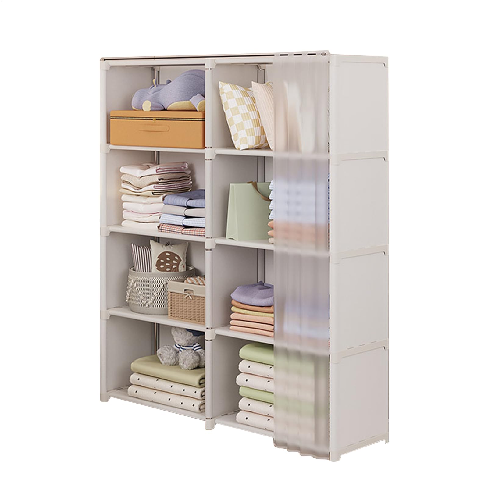 Armario para habitación pequeña, Organizador de almacenamiento de ropa - Organizador de ropa para guardar armarios - Organizador del almacenamiento del armario del estante de la ropa con la cubierta d