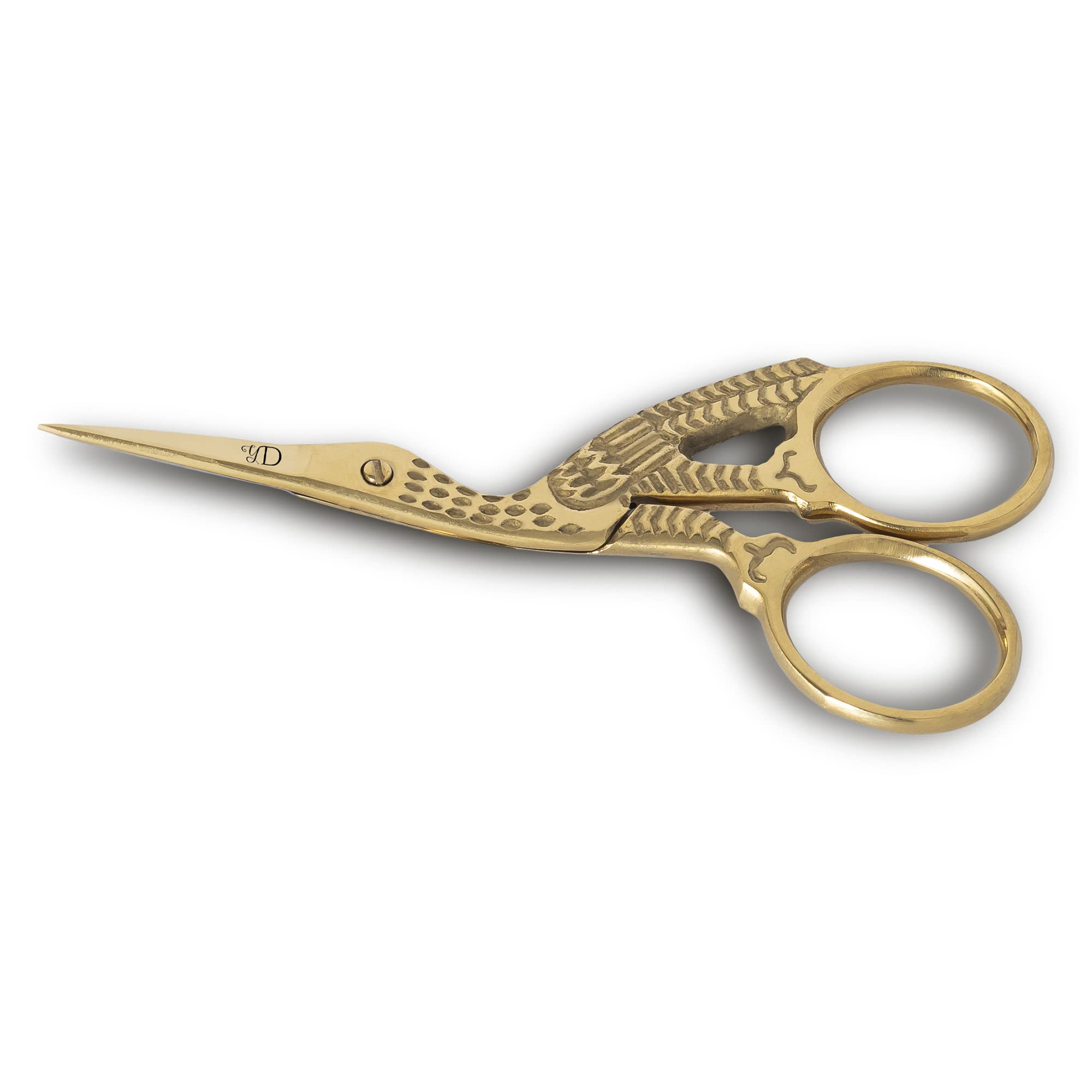 YAS Embroidery Scissors Stainless Sharp Tip Classic 3.5” Stork Small Scissors for Sewing - Crane Design Sewing Scissors DIY Tools for Craft, Cross Stitch, Needle Work, Art Work & Everyday Use (Gold)