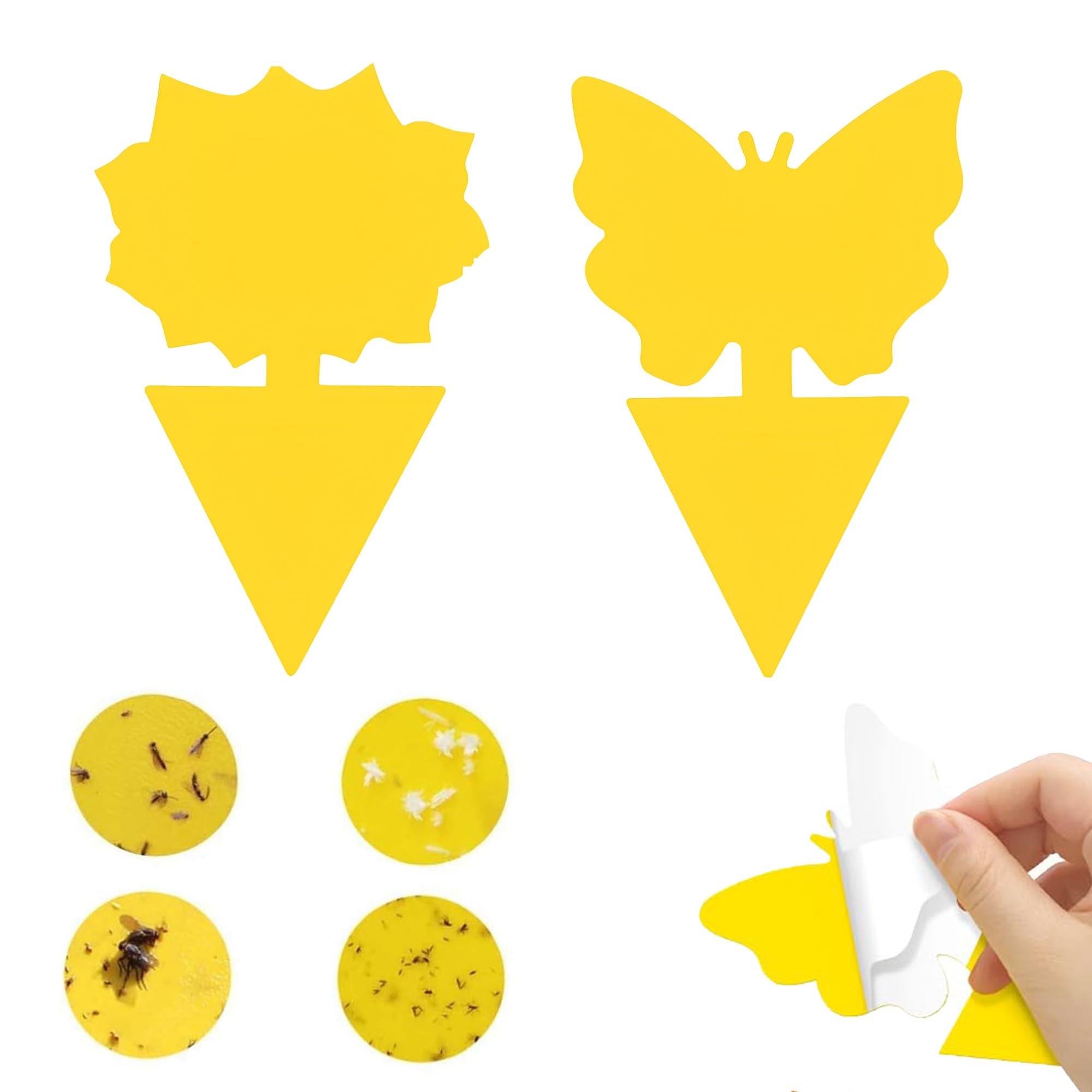 Prime Pick Sticky Traps for Plants Yellow Double-Sided Adhesive Insect Traps in Butterfly & Flower Shapes for Fungus Gnats, Fruit Flies & Whiteflies, 12 Count-image-9
