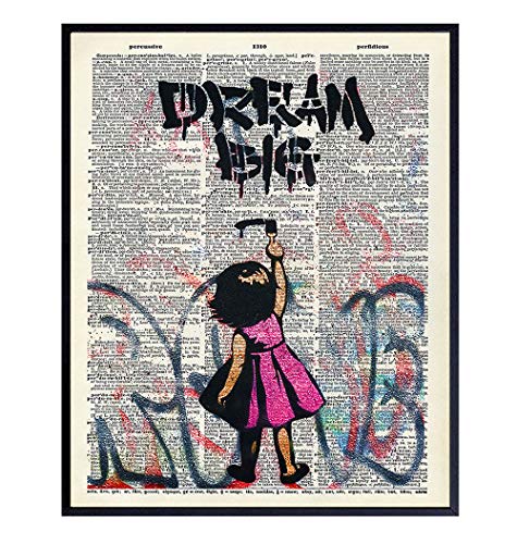 Motivational Graffiti Dictionary Art for Room Decorations, Home, Apartment or Office Decor - Upcycled Wall Art Poster Print Photo - Unique Modern Street Art and Gift for Women Entrepreneurs