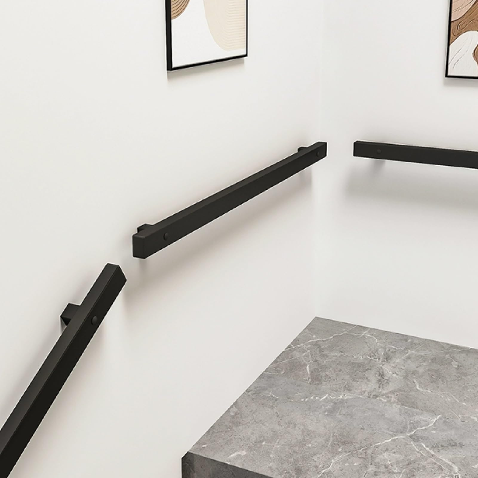 Barre d'appui de sécurité 510 cm en fer forgé noir pour escalier intérieur rigide