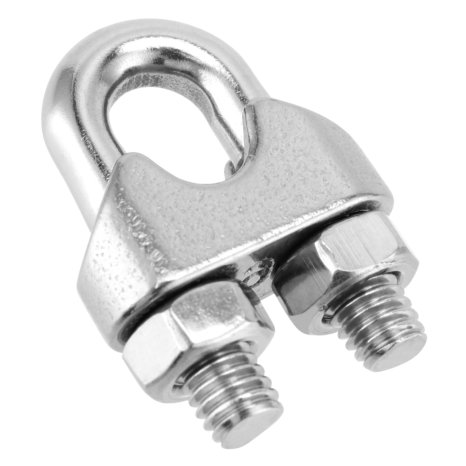 PINGEUI Confezione da 100 morsetti M6 per funi metalliche, clip per funi metalliche placcate argento, morsetti per cavi in acciaio al carbonio, con bullone a U, per cavi