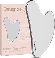 Oeusnael Stainless Steel Gua Sha Tool - Lymphatic Drainage Facial Massager for Jawline Sculpting, Puffiness Reduction & Body Care with Pouch