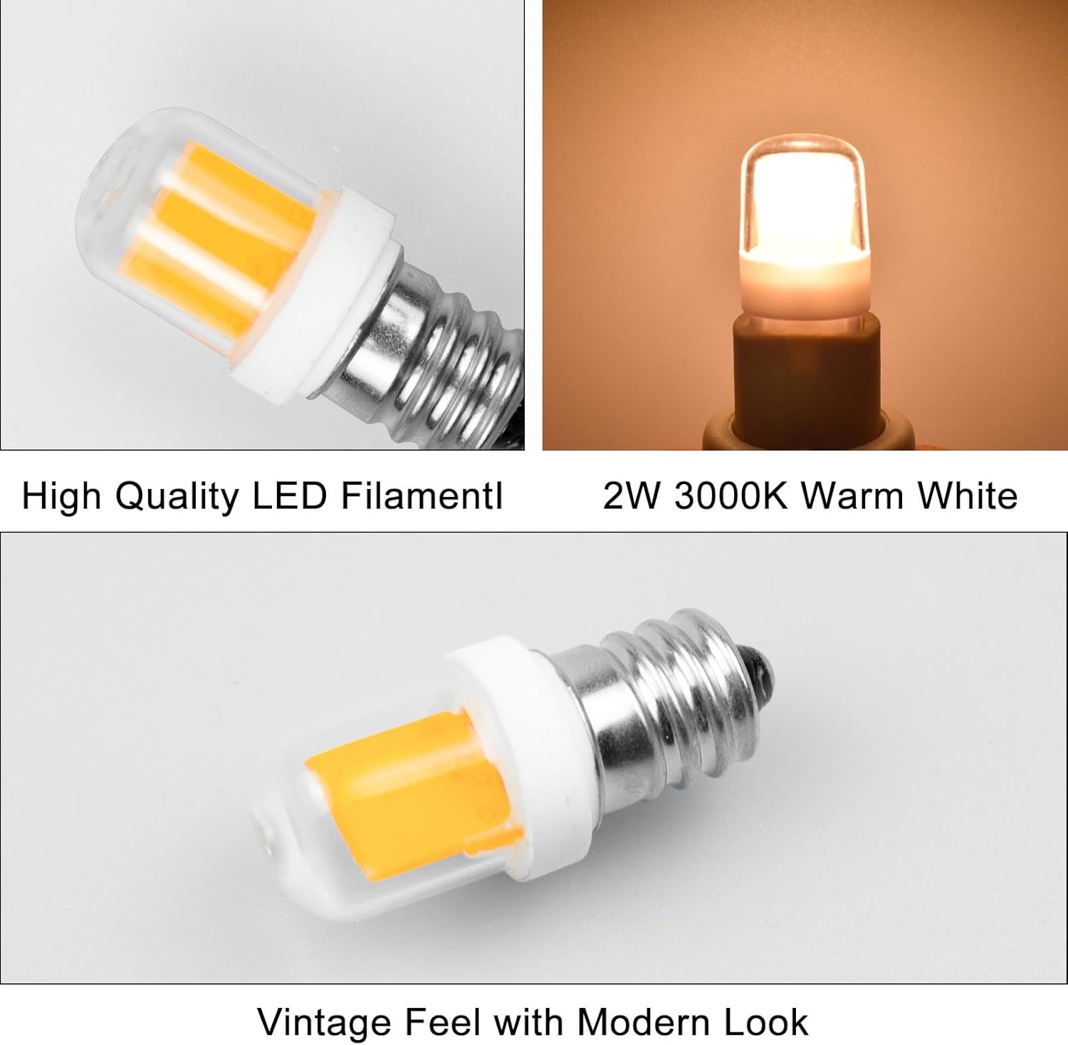 E12 20w Replacement LED Candelabra Bulbs C7, Dryer LED Light Bulb for Dryer Drum and Specific 120V S6 Water Dispenser Light Bulb WE05X20431 Night Light, 2W Warm White 3000K, 2-Pack
