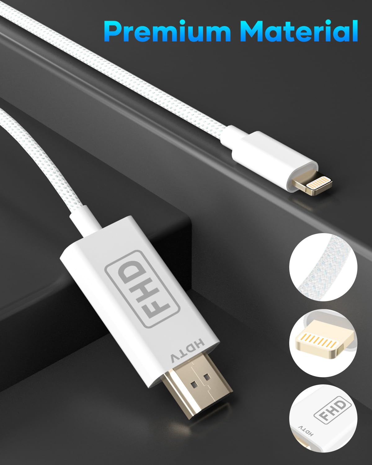 Cavo Lightning a HDMI, Cavo HDMI per iPhone a TV, Adattatore Lightning-AV digitale 1080P Compatibile con iPhone 14, 13, 12, 11 Pro Max, XS, XR, X, TV, Proiettore e Monitor - 2M