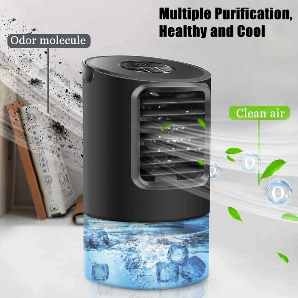 Condizionatore Portatile,Mini Raffrescatore Evaporativo Umidificatore,Basso Rumore Raffreddatore d'Aria Climatizzatore Personal Air Cooler con 3 velocità per Casa Ufficio Viaggio