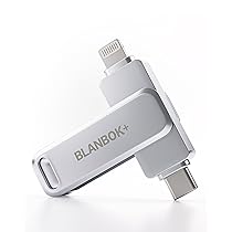 BLANBOK+ MFi Certificazione 256GB Chiavetta USB per iPhone, MFi Certified, Chiavetta USB 3-in-1 Lightning e Type-C con adattatore USB 3.0 Memoria esterna per iPhone, telefono, Android, PC, Pad