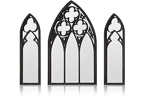 Gothic Wall Mirrors: Cathedral Arch Spooky Decor (Set of 3)
